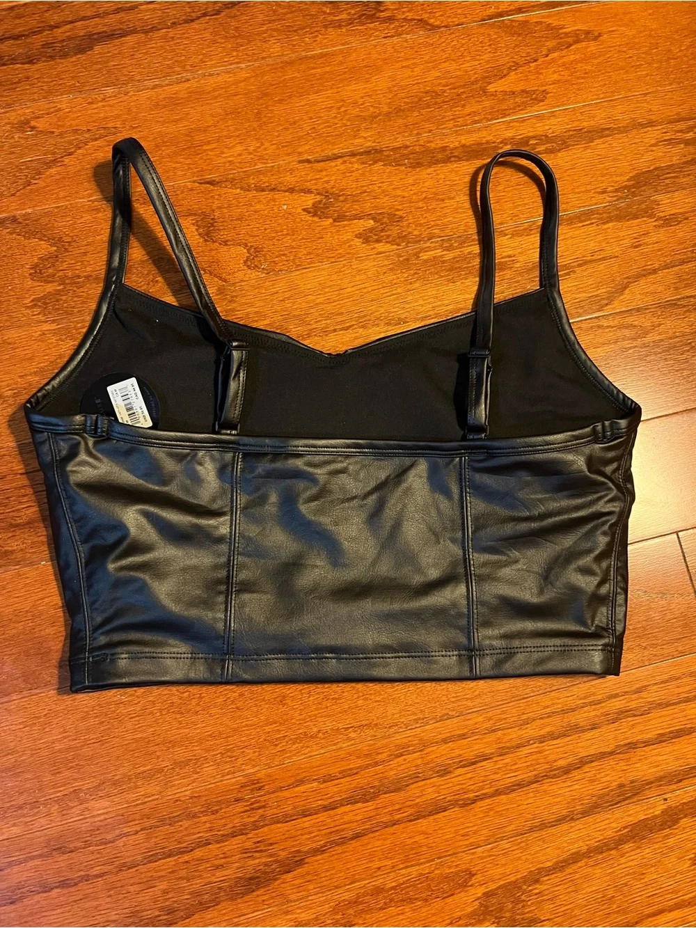 Offline by aerie Faux Leather Black Bralette with Adjustable Straps, Real Luxe